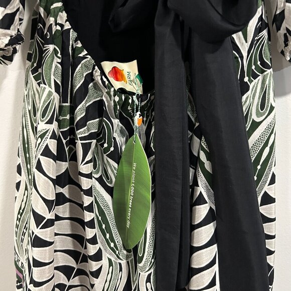 Farm Rio black lace nature short sleeve maxi dress Size  S in lace Nature Black - Picture 5 of 9